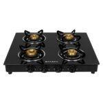 Faber 4 Burner Glass Cooktop Power 4BB BK Manual Ignition Gas Stove (Black)